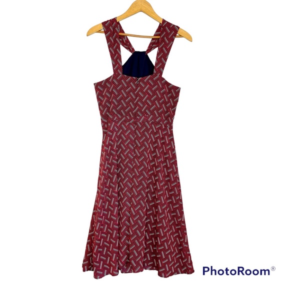 SOLD Banana Republic Wrap Halter Midi Dress Size 6 Basketweave Red - Picture 2 of 11
